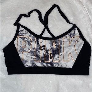 PINK marble sports bra